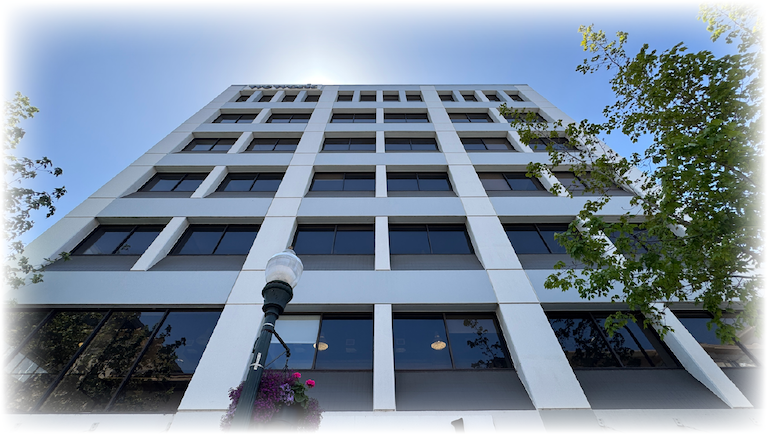 the face of a 7-story-tall building